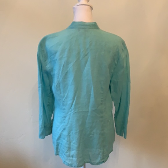 Charter Club Petite Linen Shirt. Size 12 Petite. Never worn. Turquoise B… - Picture 2 of 5